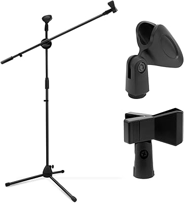 Trépied de microphone mike music ohhoho avec clips de microphone, hauteur réglable, léger