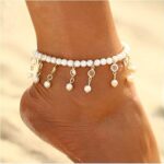 Bracelet de cheville en perles, chaîne de pied de plage en cristal, bijoux