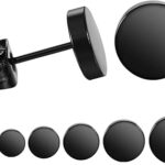 Ensemble de boucles d'oreilles créoles noires en acier inoxydable pour hommes et femmes