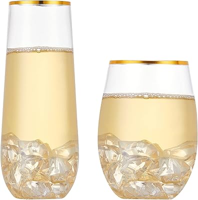 Paquet de 12 flûtes à champagne en plastique doré - flûtes à champagne