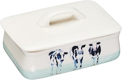 Beurrier de vache en céramique apple farm, 14,5 x 9,5 x 7 cm