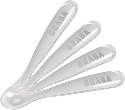 Lot de 4 cuillères de sevrage en silicone, stade 1, nourrissons et tout-petits