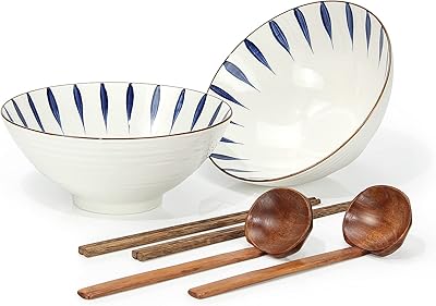 Bols à ramen en céramique et porcelaine japonaise de 1000 ml avec baguettes