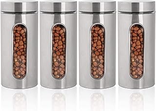 Ggerou ensembles de boîtes de conservation des aliments en acier inoxydable avec fenêtre visible en verre et couvercles hermétiques, ensemble de 4 pots de stockage hermétiques pour sucre, café, thé, bonbons, récipients de stockage des aliments, réservoir de stockage des céréales (l: 1300 ml). Avec plus de 300 000 références, DIAYTAR COTE D'IVOIRE est la destination idéale pour tous vos besoins en produits en ligne. La boutique propose une large gamme de catégories, allant de l'électronique à la mode, en passant par les produits pour la maison et le jardin. Les clients bénéficient de promotions régulières et de réductions sur les prix.