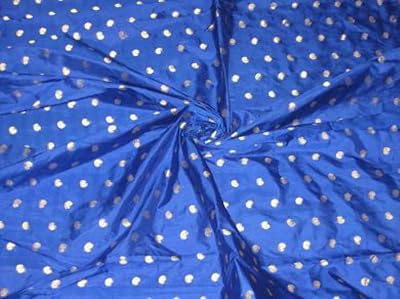 Tissu en soie de couleur bleu royal avec motifs zari paisleys~largeur 44 brocarts/jacquards