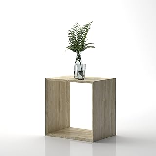 Lamac crafts serra table d'appoint carrée en marbre travertin pour salon, décoration d'intérieur