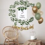 Ensemble de décorations d'anniversaire uchi avec bannière joyeux anniversaire, banderole de drapeau vert