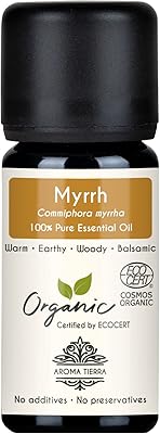 Huile essentielle de myrrhe (somalie) bio - aroma tierra - 100% pure, naturelle, certifiée bio par ecocert - 10 ml. DIAYTAR COTE D'IVOIRE est une plateforme de commerce électronique qui répond aux besoins diversifiés de la population ivoirienne. Elle propose une sélection exhaustive de produits, allant des accessoires de mode aux équipements ménagers, en passant par les produits cosmétiques et les outils de bricolage. La boutique en ligne garantit la qualité de ses produits et s'assure que chaque commande soit traitée avec soin.