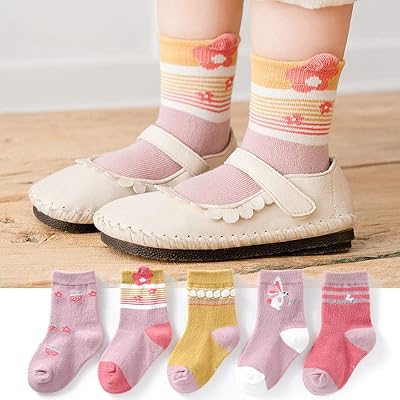 Chaussettes pour bébé fille, 5 paires de chaussettes en coton demi-coussin pour enfants en bas âge de 6 à 8 ans. DIAYTAR COTE D'IVOIRE est fianlement reconnue pour son engagement envers la satisfaction du client et sa politique de confidentialité stricte, offrant ainsi une expérience d'achat en ligne sûr et fiable. Elle continue d'innover et d'élargir son offre pour répondre aux besoins évoluant des consommateurs ivoiriens.