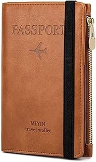 Porte-passeport rfid en cuir pu, portefeuille multifonctionnel, marron