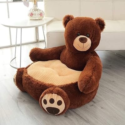 Canapé pour enfant, siège jouet, oreiller de lit rembourré, ours en peluche (marron)