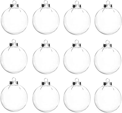 12 pièces d'ornements à remplir, boules en plastique transparent de 2,36" pour noël