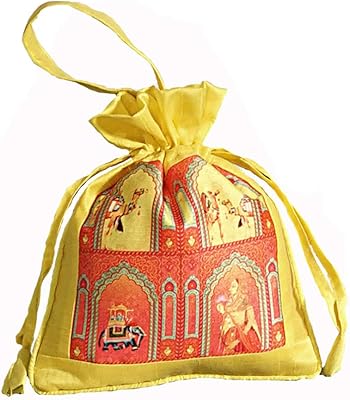 Sac à fermeture à cordon en fausse soie sway yam, jaune, gut17