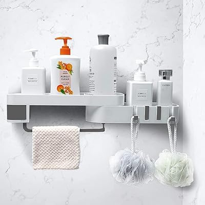 Homarket support de rangement extensible pour salle de bain avec support de douche adhésif avec crochets, support mural pour épices de cuisine, organisateur sans perçage, support de shampoing de douche (blanc/gris). DIAYTAR COTE D'IVOIRE, c'est plus de 300 000 références à portée de clic, la boutique en ligne généraliste leader en Côte d'Ivoire propose une large gamme de produits pour répondre à vos besoins du quotidien. Avec une sélection de produits de qualité, DIAYTAR vous permet de faire vos courses en ligne en toute confiance. DIAYTAR, c'est la pratique, c'est l'innovation, c'est la facilité !