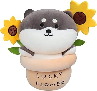 Jouet en peluche tournesol husky 9,8" pot de fleur en peluche joli jouet
