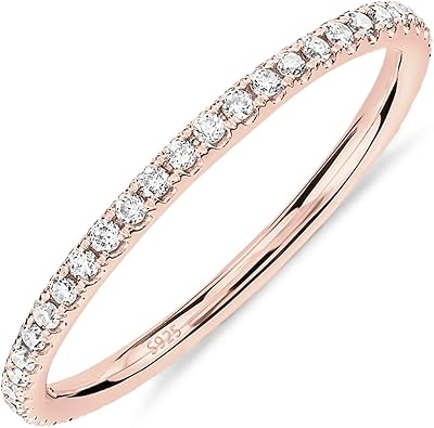 Bague empilable en argent sterling plaqué or 14 carats et zircone cubique