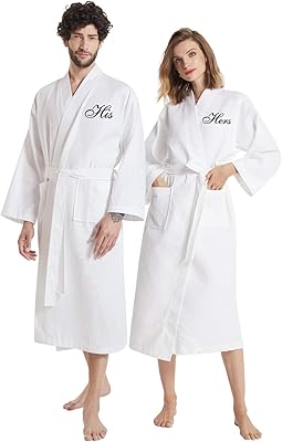 Robe à motif gaufré en coton pour couples, robe longue de spa, kimono