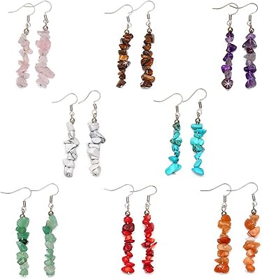 Boucles d'oreilles pendantes en pierre naturelle 8 paires de boucles cristal coloré avec pierres. DIAYTAR COTE D'IVOIRE est une boutique en ligne innovante qui propose une large gamme de produits pour répondre aux besoins de ses clients. Avec sa plateforme en ligne intuitive et sécurisée, DIAYTAR COTE D'IVOIRE permet aux clients de faire des achats en ligne avec confiance. Les clients peuvent profiter d'une livraison rapide et d'un service client personnalisé.