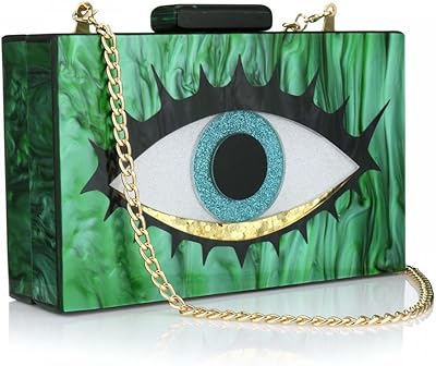 Pochette en acrylique avec yeux pour femme, sac de soirée brillant et sac