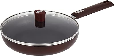 Poêle à frire en aluminium nearlip avec couvercle, 24 cm, bordeaux, jfp24gle
