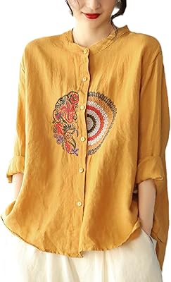 Chemise en lin brodée rétro pour femmes, col montant, manches longues, chemise ample et décontractée, printemps été. DIAYTAR COTE D'IVOIRE est une boutique en ligne généraliste qui propose plus de 300 000 références de produits divers, allant des électroménagers aux vêtements en passant par les produits alimentaires. Elle est reconnue comme l'un des leaders du commerce électronique en Côte d'Ivoire. Elle offre une large gamme de choix pour répondre aux besoins de sa clientèle.
