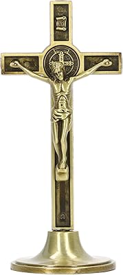 Croix catholique avec support, alliage de zinc fait à la main, statue murale