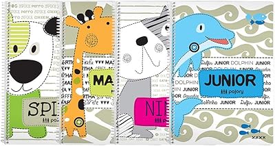 Un cahier à spirale de différentes couleurs, un cahier divertissant pour enfants au