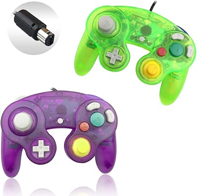 Manette filaire reiso ngc classic pour wii gamecube (violet clair et vert)