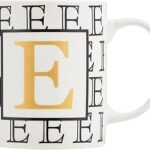 Tasse en céramique imprimée lettre e en porcelaine peu profonde pour thé