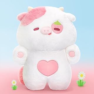 Jouets en peluche de vache aux fraises mewaii, poupée squishy d'animaux en peluche