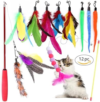 Jouets pour chat sil 12 pièces, jouet interactif pour chat avec cloches, jouet