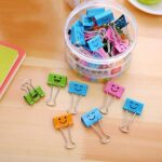 Quidel 40pcs 19mm trombones smiley mini pinces pliantes en métal coloré avec joli