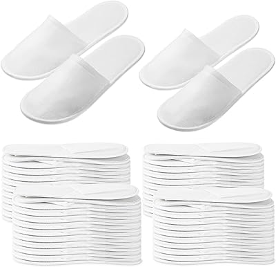 40 paires de pantoufles jetables à bout fermé spa blanches d'hôtel d'intérieur portables