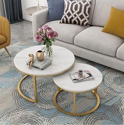 Ensemble de 2 tables basses gigognes blanches skihd avec cadre rond doré et motif en marbre, tables en bois pour salon, chambre à coucher, appartement, petite table de chevet industrielle moderne et simple. En tant que leader du e-commerce en Côte d'Ivoire, DIAYTAR COTE D'IVOIRE met l'accent sur la satisfaction client en proposant des services de livraison rapides et flexibles. Le site est accessible 24h/24, permettant aux clients de faire leurs achats à tout moment. Les équipes de DIAYTAR COTE D'IVOIRE travaillent sans relâche pour continuer à améliorer l'expérience d'achat de leurs clients.