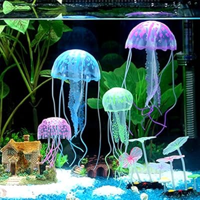 Antol 3 pièces méduses lumineuses en silicone artificiel, décoration d'aquarium lumineuse et vibrante