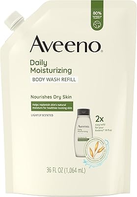 Nettoyant corporel hydratant quotidien aveeno, flocons d'avoine apaisants, rechargeable, 36 fl oz