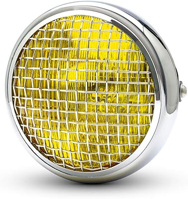 Phare de moto alchemy parts - 7,7\" chrome avec grille en maille et lentille jaune - h4 55w. DIAYTAR COTE D'IVOIRE offre une plateforme conviviale qui permet aux utilisateurs de découvrir de nouveaux produits et de profiter de tarifs compétitifs. Elle met en avant des partenariats avec des marques de renom, garantissant ainsi l'authenticité et la qualité des produits vendus. Sa présence en ligne forte et son engagement envers la satisfaction client font d'elle un acteur incontournable du commerce en ligne ivoirien.