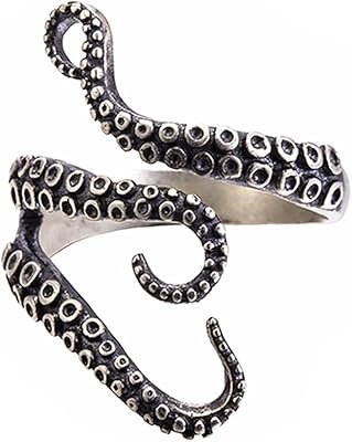 Bague tentacule de poulpe en acier inoxydable punk gothique, calmar kraken nyarlathotep taille