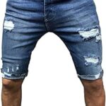 Short en jean gr moto pour homme, short d'été en denim stretch ultra