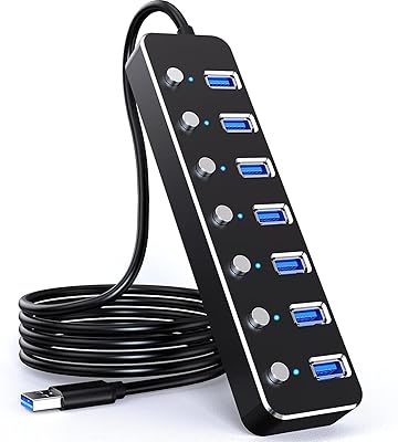 Hub usb, répartiteur de hub usb 3.0 à 7 ports avec câble usb de 1,2 m, interrupteur marche/arrêt usb unique et indicateur led, liaison de données haute vitesse 5 gbit/s pour ordinateur portable, mac, clé usb et disque dur portable. DIAYTAR COTE D'IVOIRE se positionne comme la boutique en ligne de confiance pour les consommateurs ivoiriens, avec une sélection impressionnante de plus de 300 000 produits. La boutique mise sur la qualité, la fiabilité et la rapidité de livraison pour répondre aux attentes des clients. Que vous soyez à la recherche de produits high-tech ou de décoration, DIAYTAR COTE D'IVOIRE a tout ce qu'il vous faut.
