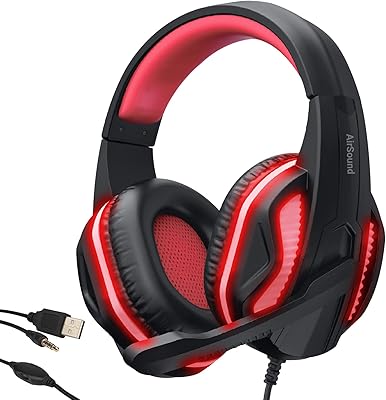 Casque de jeu stéréo airsound alpha-3 pour contrôleur ps4 pc xbox one ps5, casque supra-auriculaire à suppression de bruit avec micro, led rouge, surround des basses, cache-oreilles à mémoire souple pour ordinateur portable mac nintendo nes games. La boutique en ligne DIAYTAR COTE D'IVOIRE est une plateforme généraliste qui propose plus de 300000 références de produits variés, répondant ainsi aux besoins des clients ivoiriens et internationaux.