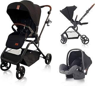 Poussette bébé réversible et petit siège auto teknum de stroll-1 - noir