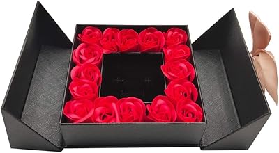 Coffret cadeau de luxe de 16 fleurs rouges avec bijoux collier boucles d'oreilles
