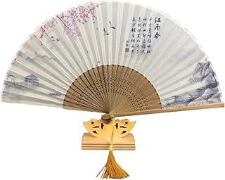 Éventail à main pliable en bambou de style chinois éventail soie avec frange