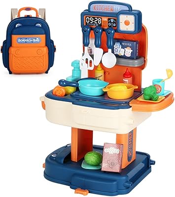Ensemble de jeu little story roll play chef/cuisine/restaurant (34 pièces) - bleu, mode
