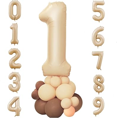 Ballon finiba numéro 1 caramel taille 32 pouces, 0-9 ballons en aluminium marron