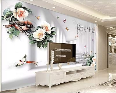 Jjgl papier peint 3d avec motif fleurs et oiseaux, fond tv 3d, 200