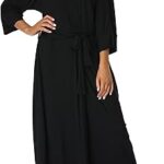 Robe longue pour femme, robe portefeuille en modal, robe kimono pleine longueur