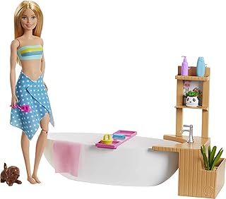 Poupée de bain barbie fizzy et ensemble de jouets, blonde, avec baignoire, chiot et plus gjn32. DIAYTAR COTE D'IVOIRE se distingue par son engagement envers ses clients, offrant une expérience d'achat en ligne sécurisée et pratique. La boutique en ligne généraliste propose une grande variété de catégories de produits, allant de l'électronique à la mode, en passant par les articles pour la maison et le jardin. Elle bénéficie d'un large choix de méthodes de paiement et de livraison pour répondre aux besoins de ses clients.