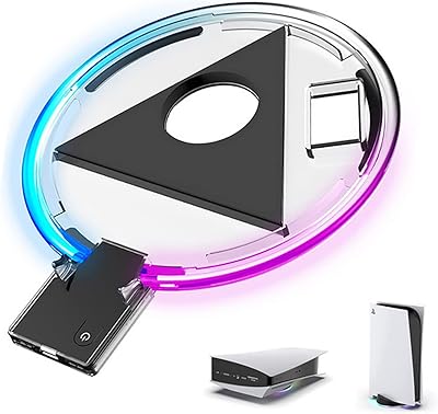 Base de support vertical skido pour playstation 5 avec éclairage led rvb et 4 modes d'éclairage et support pour manette de jeu. DIAYTAR COTE D'IVOIRE se démarque par son offre incroyable de plus de 300000 références, satisfaisant ainsi tous les goûts et les budgets. La boutique en ligne est conçue pour offrir une expérience d'achat en ligne sécurisée et pratique. Les clients peuvent profiter de promotions régulières et de réductions exclusives.